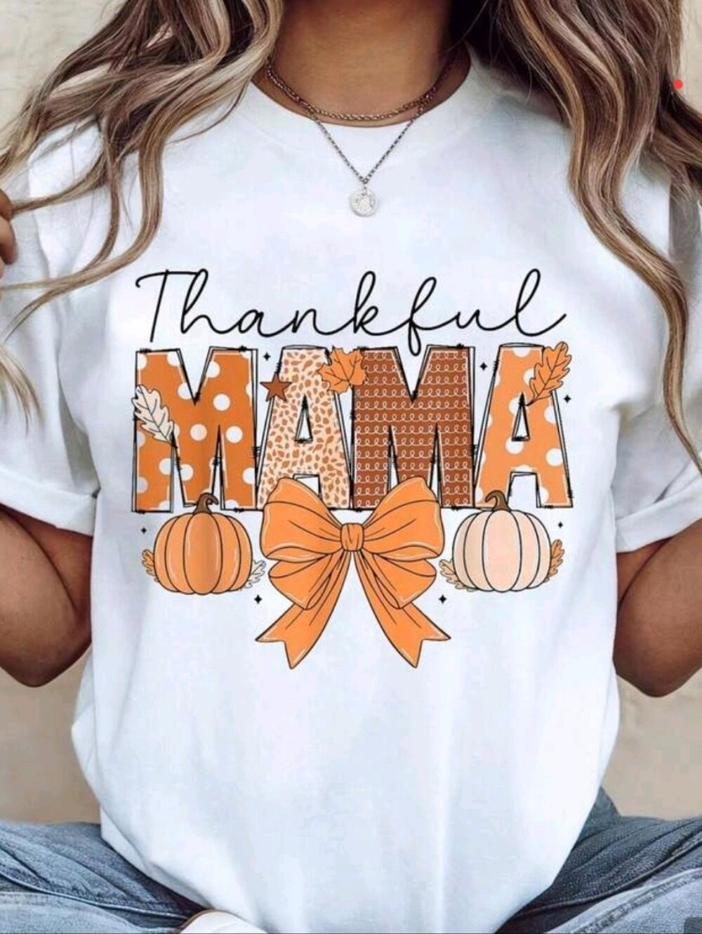 Thankful Mama Kids Tee - Orange Graphic